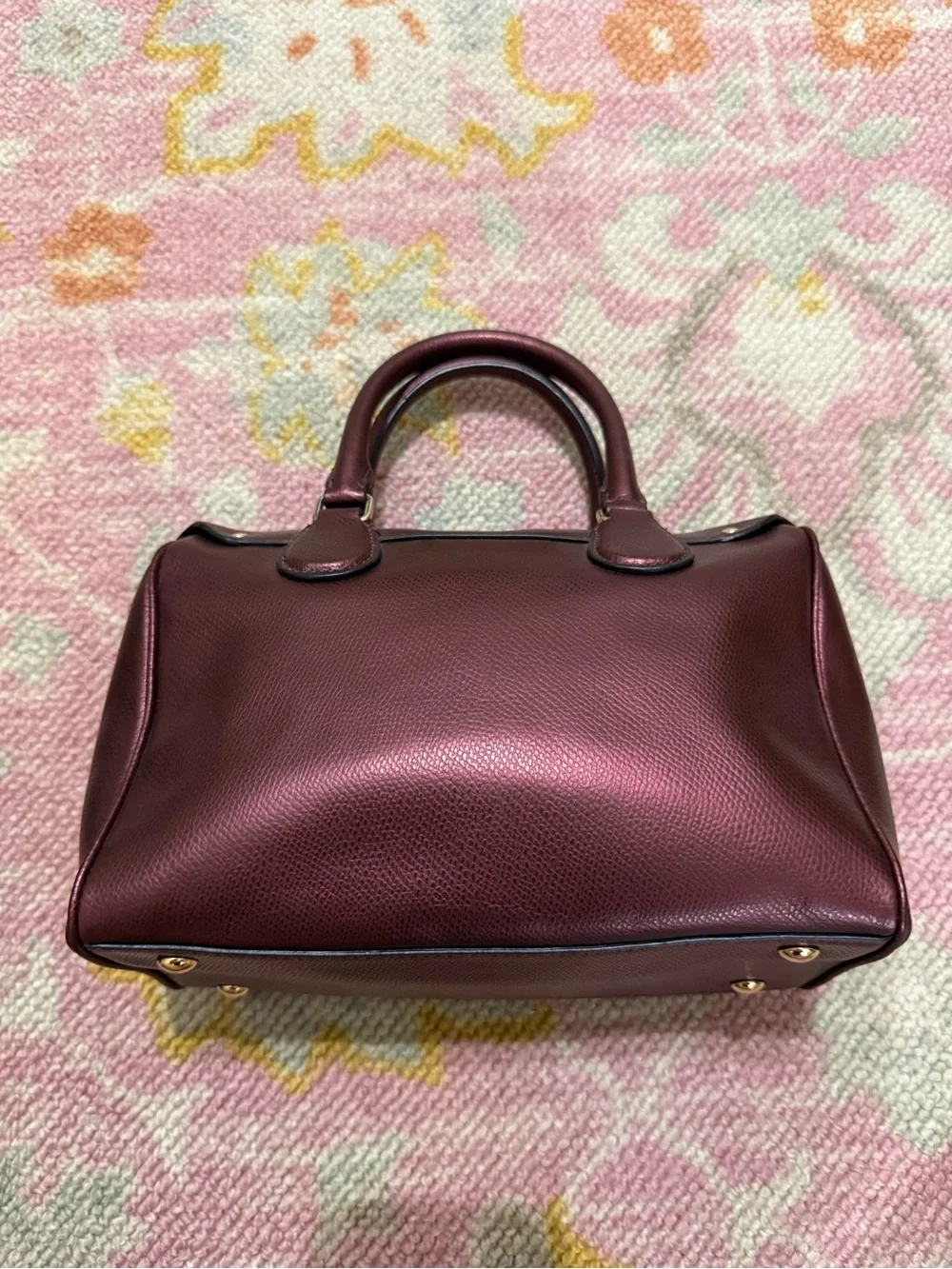 Coach Mini Bennett Satchel Crossgrain Leather Metallic Cherry Crossbody F36592